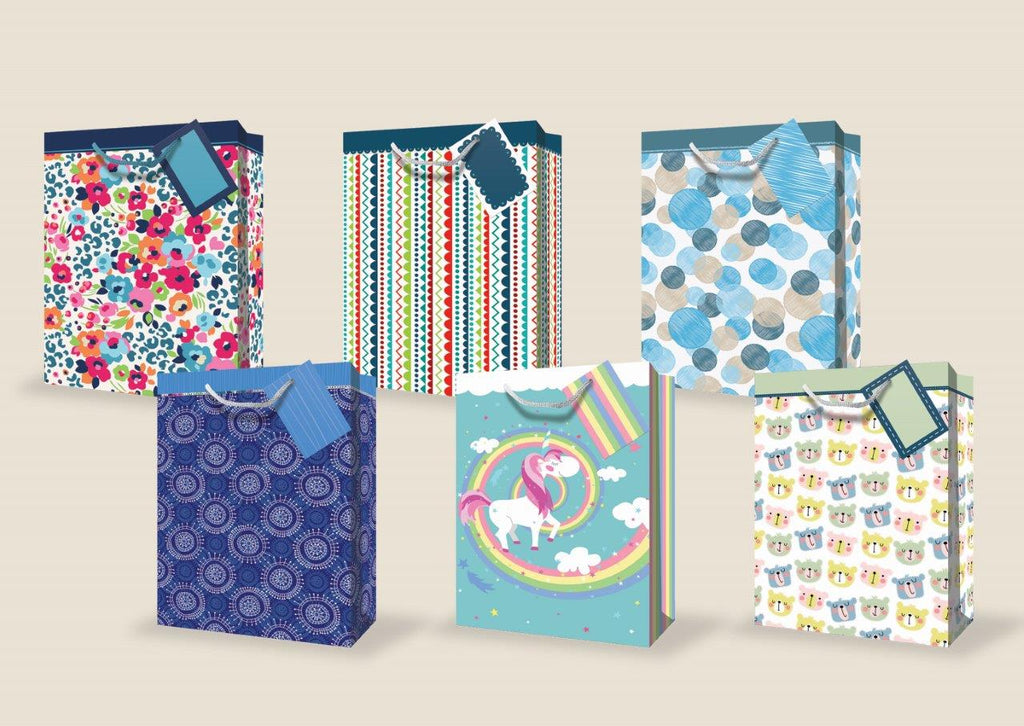 SAC CADEAU JUMBO - DIFFÉRENTS MODÈLES EN CARTON PLASTIFIÉ DE QUALITÉ ASST