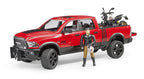 BRUDER - RAM PICK-UP RED WITH SCRAMBLER MOTORCYCLE D