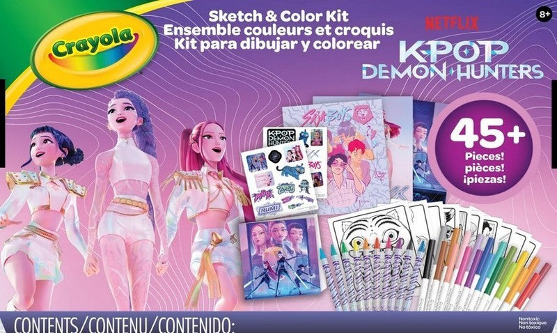 CRAYOLA - ENSEMBLE D'ART COULEURS ET CROQUIS KPOP DEMON HUNTERS 45 PIÈCES