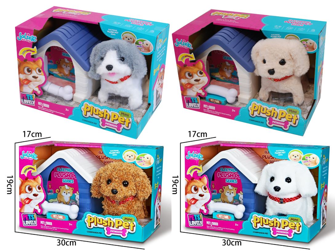 PELUCHE - CHIOT À PILES AVEC MAISON ASST