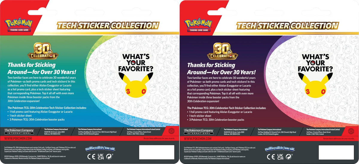 POKÉMON CARDS - POKEMON 30TH CELEBRATION TECH STICKER COLLECTION ASST (EN)