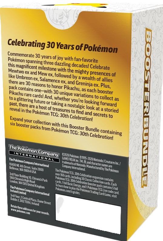 CARTES DE POKÉMON - POKEMON 30TH CELEBRATION BOOSTER BUNDLE - Version anglaise
