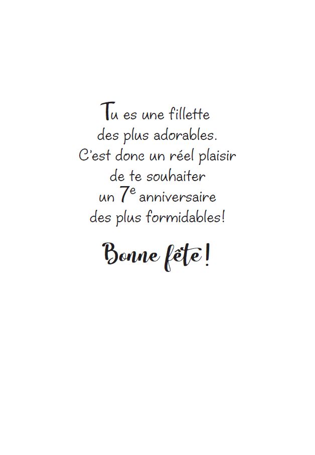 7 ANS FILLE - POUR TES 7 ANS CHÈRE PRINCESSE! - DE MILLBROOK
