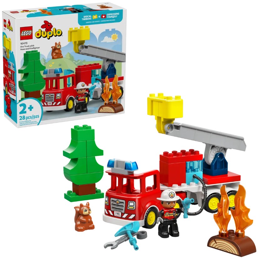LEGO DUPLO - LE CAMION DE POMPIERS AVEC UN BOYAU ET UN POMPIER #10473