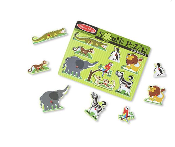 MELISSA AND DOUG - 8-PIECE JUNGLE ANIMALS WOODEN SOUND PUZZLE