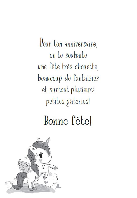 ANNIVERSAIRE - CARTE DE LICORNE AVEC C'EST TA FÊTE, CHÈRE PETITE - DE MILLBROOK