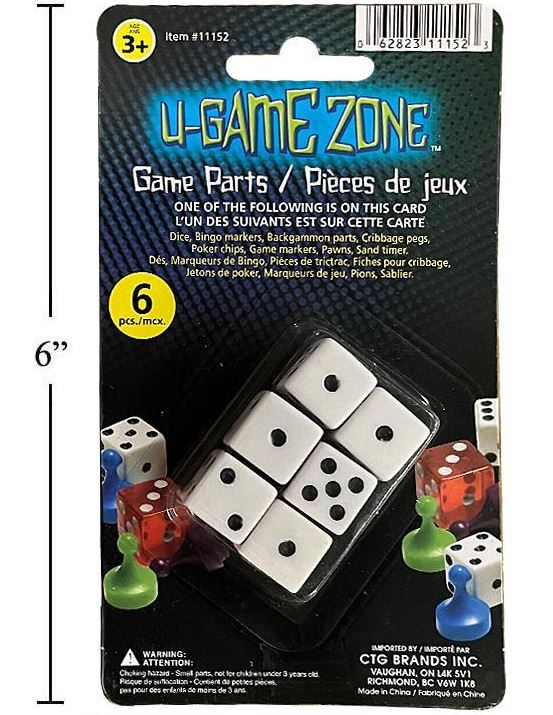 SET OF 5 OR 6 DICE ON CARD