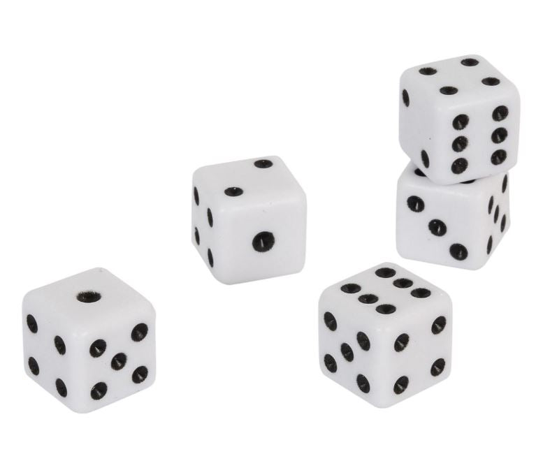 SET OF 5 OR 6 DICE ON CARD