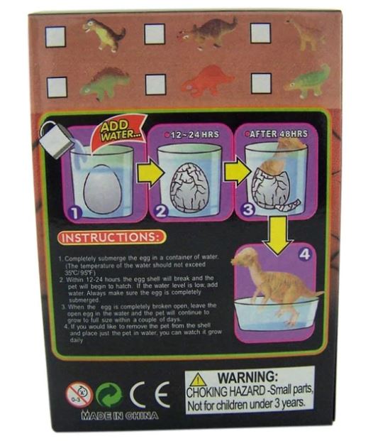 OEUF DINOSAURE À ÉCLORE 4" (PETIT) ASST