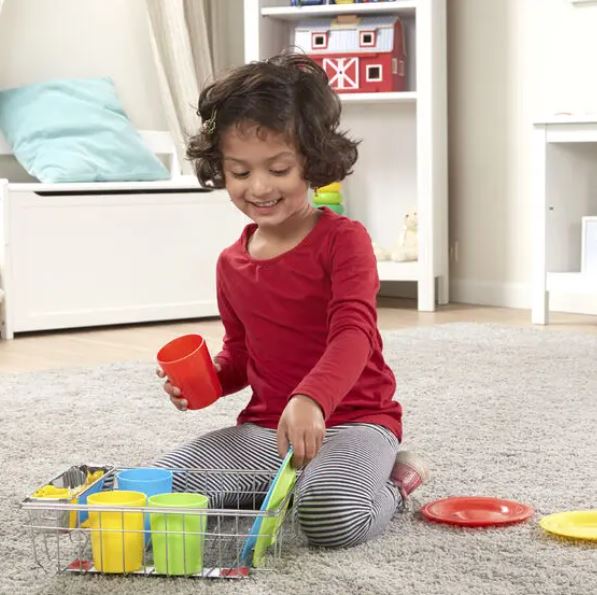 MELISSA AND DOUG - SERVICE DE VAISSELLE ET ÉGOUTTOIR 4 COUVERTS