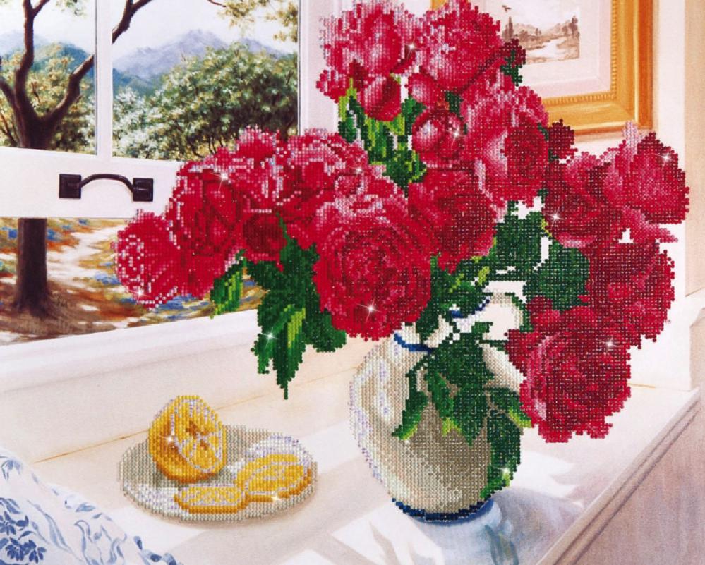 // DIAMOND DOTZ - ROSES DANS LA FENÊTRE - DIAMOND PAINTING - PEINTURE À DIAMOND