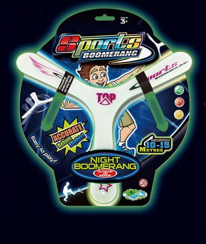 BOOMERANG LUMINEUX D'EXTÉRIEUR 10" PHOSPHORESCENT