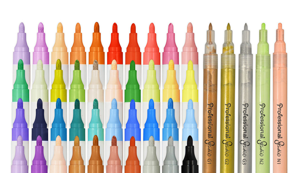 BUKI PROFESSIONAL STUDIO - ENSEMBLE DE 45 MARQUEURS ACRYLIQUE