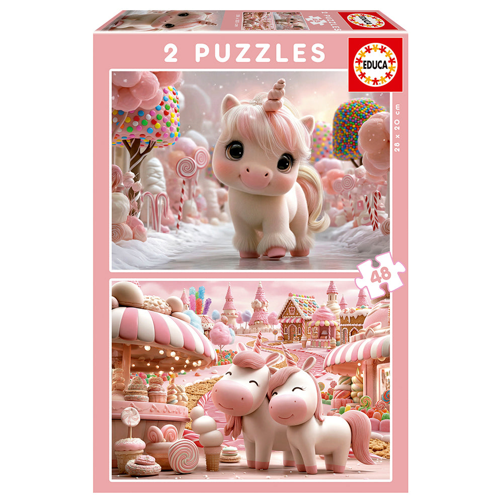 EDUCA JIGSAW PUZZLES 2X48 PIECES - SWEET UNICORNS #20504