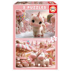 EDUCA JIGSAW PUZZLES 2X48 PIECES - SWEET UNICORNS #20504