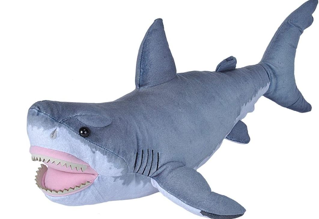 PELUCHE GRAND REQUIN BLANC À LA MÂCHOIRE OUVERTE 20" (50 CM)