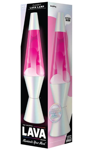 14.5" PEARLESCENT PINK AND CHROME BEAD LAVA LAMP