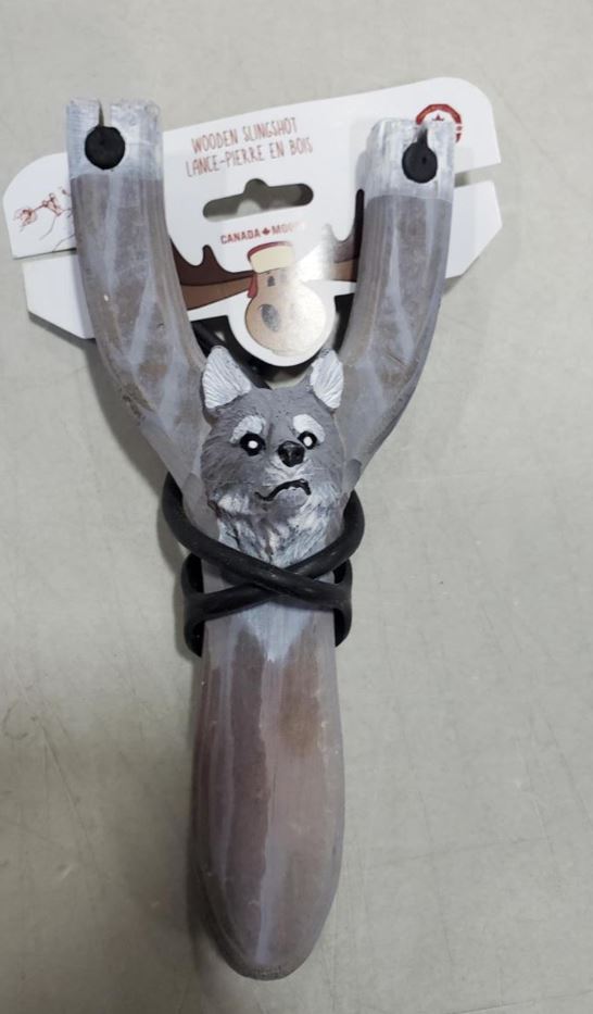 WOODEN GREY WOLF SLINGSHOT