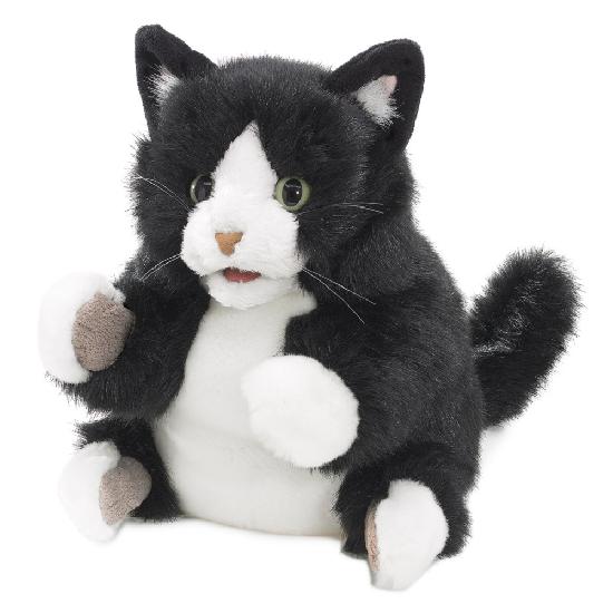 MARIONNETTE DE CHAT NOIR ET BLANC