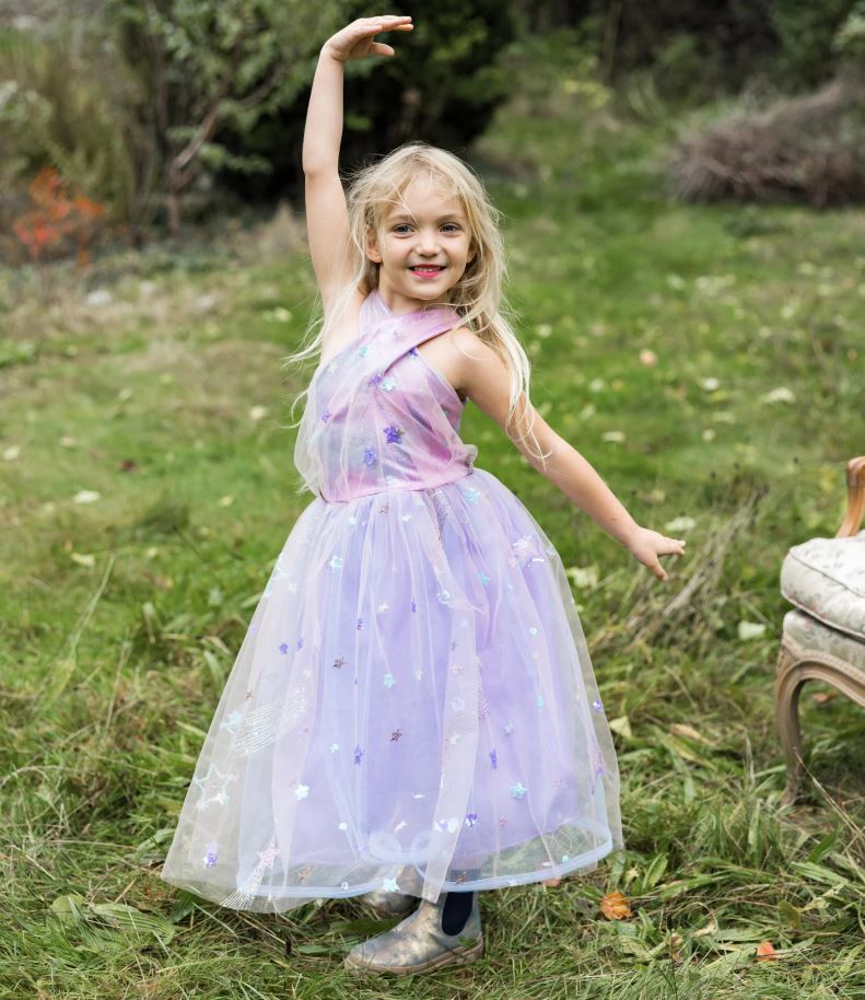 LILAC PRINCESS DRESS WITH STAR DUST 5/6 YEARS