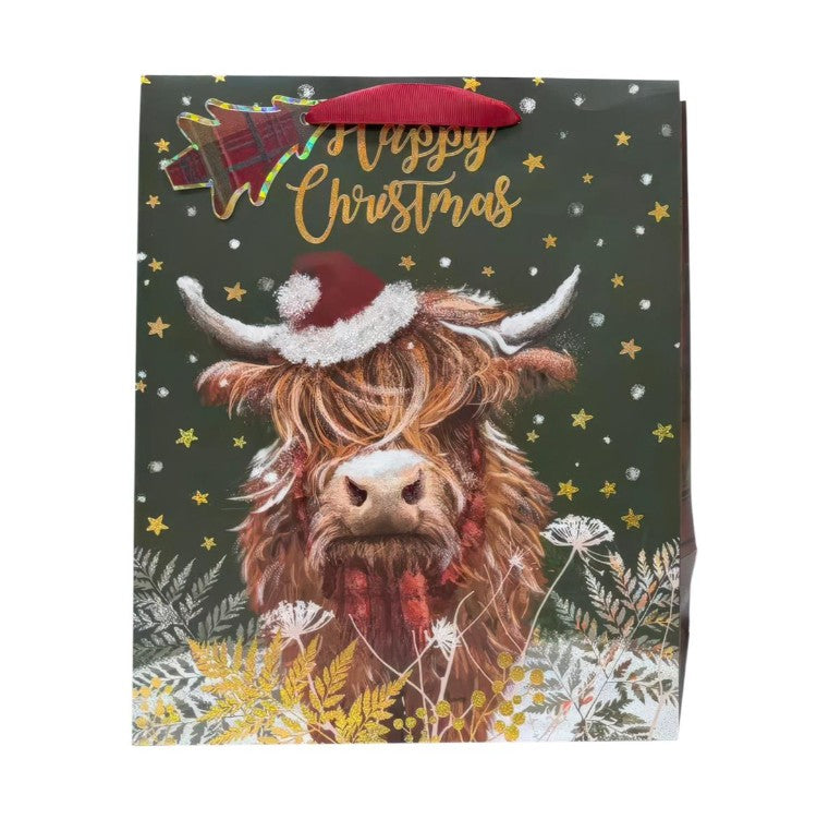 SAC CADEAU JUMBO - VACHE HIGHLAND DE NOËL