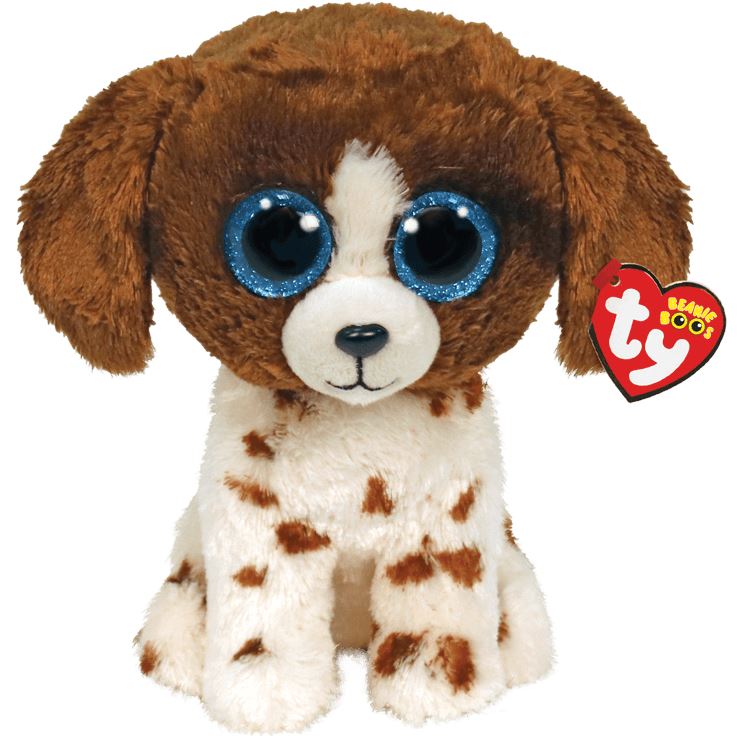 PELUCHE TY BEANIE BOOS - MUDDLES CHIEN BRUN ET BLANC MÉDIUM 13"