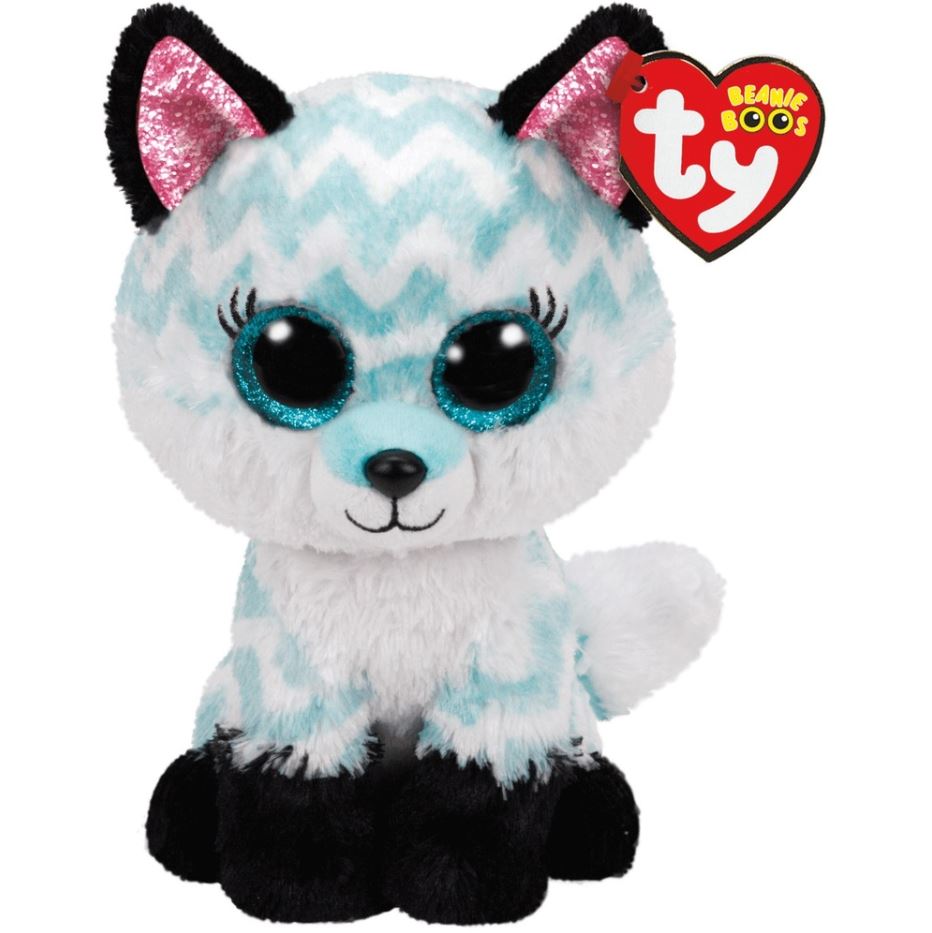 TY BEANIE BOOS PLUSH TOY - ATLAS THE TURQUOISE FOX MEDIUM 13"