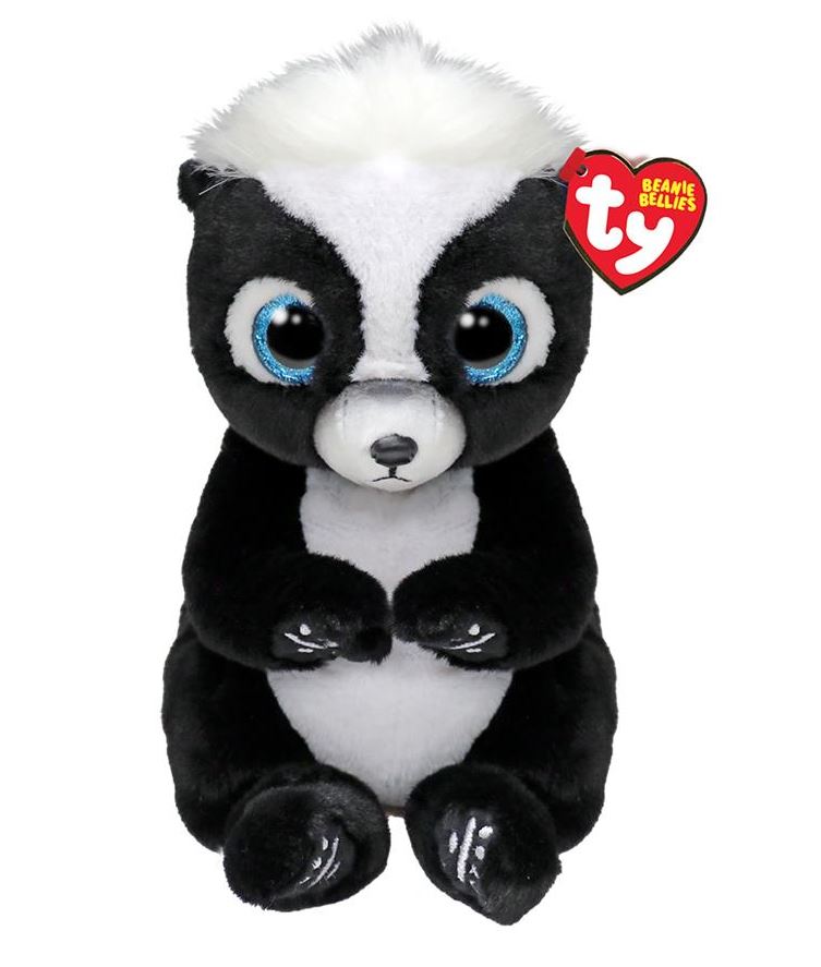 TY BEANIE BELLIES PLUSH - RUKUS THE SKUNK SMALL 6"