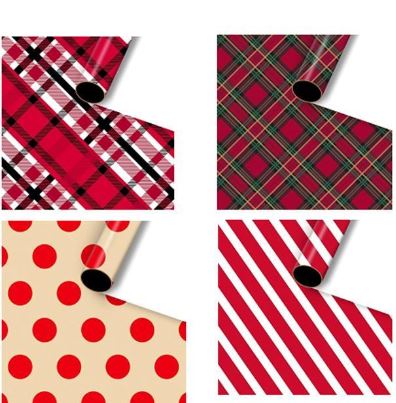 ENSEMBLE DE 4 ROULEAUX D'EMBALLAGE DE NOËL 30"X 400" ASST
