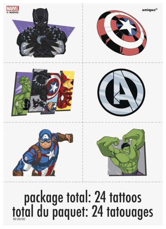 ENSEMBLE DE 24 TATOUAGES DES AVENGERS