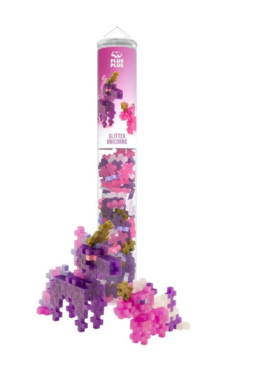 BLOCS PLUS-PLUS - TUBE LICORNES PAILLETÉES - 100 PIÈCES