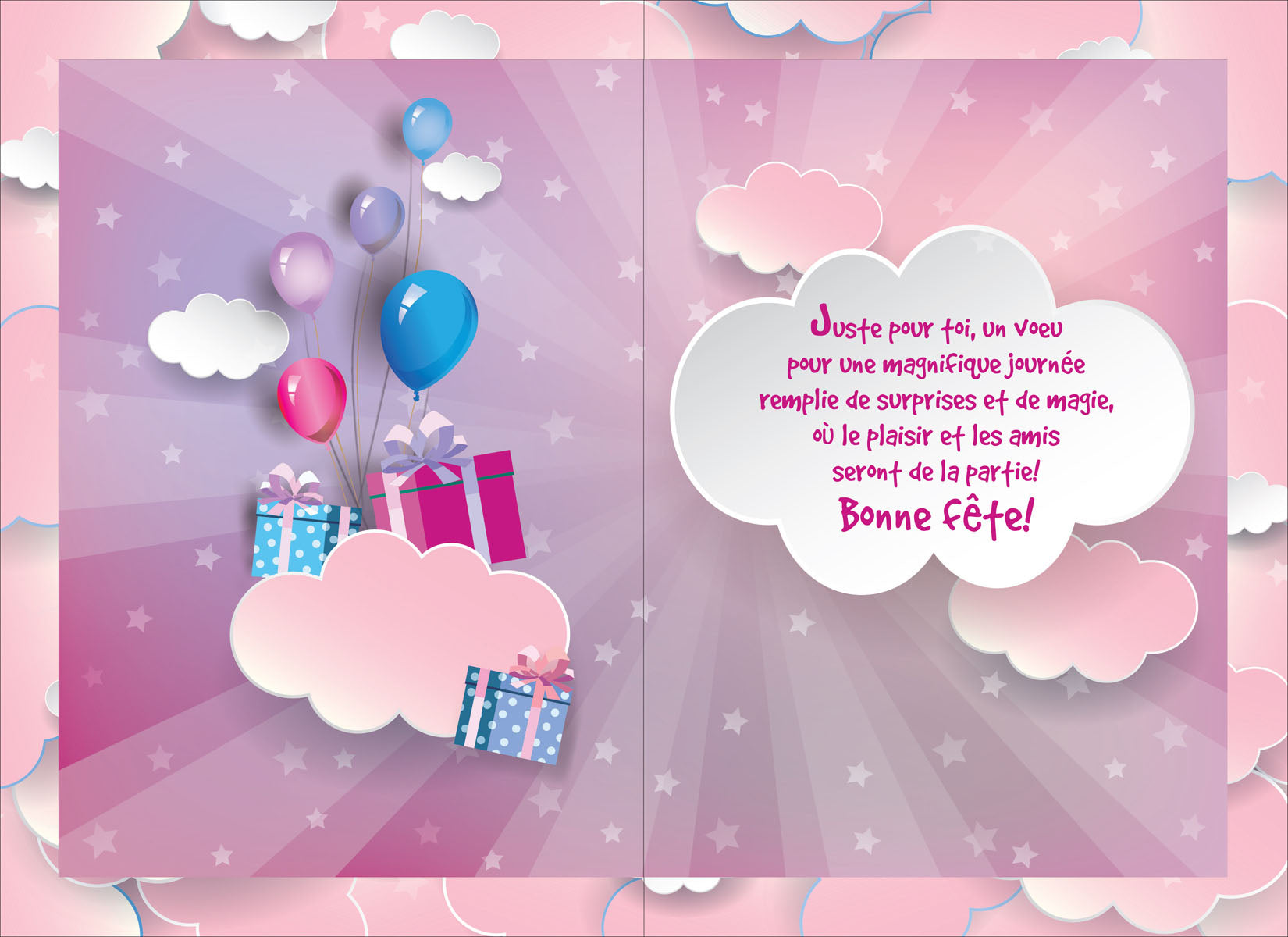 ANNIVERSAIRE - CARTE AVEC NUAGE - DE ROSEDALE