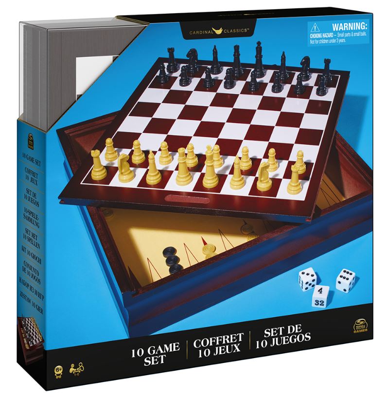 JEU BOÎTE DE BOIS - COFFRET DE 10 JEUX CLASSIQUE FAMILLE