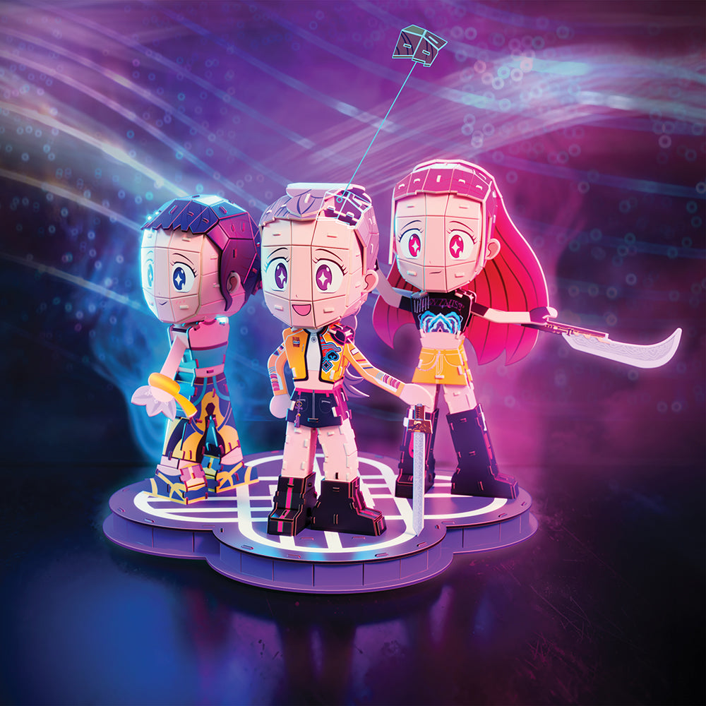 4D BUILD - KPOP DEMON HUNTERS (LES GUERRIÈRES DE LA K-POP) - ENSEMBLE HUNTRIX CHIBI