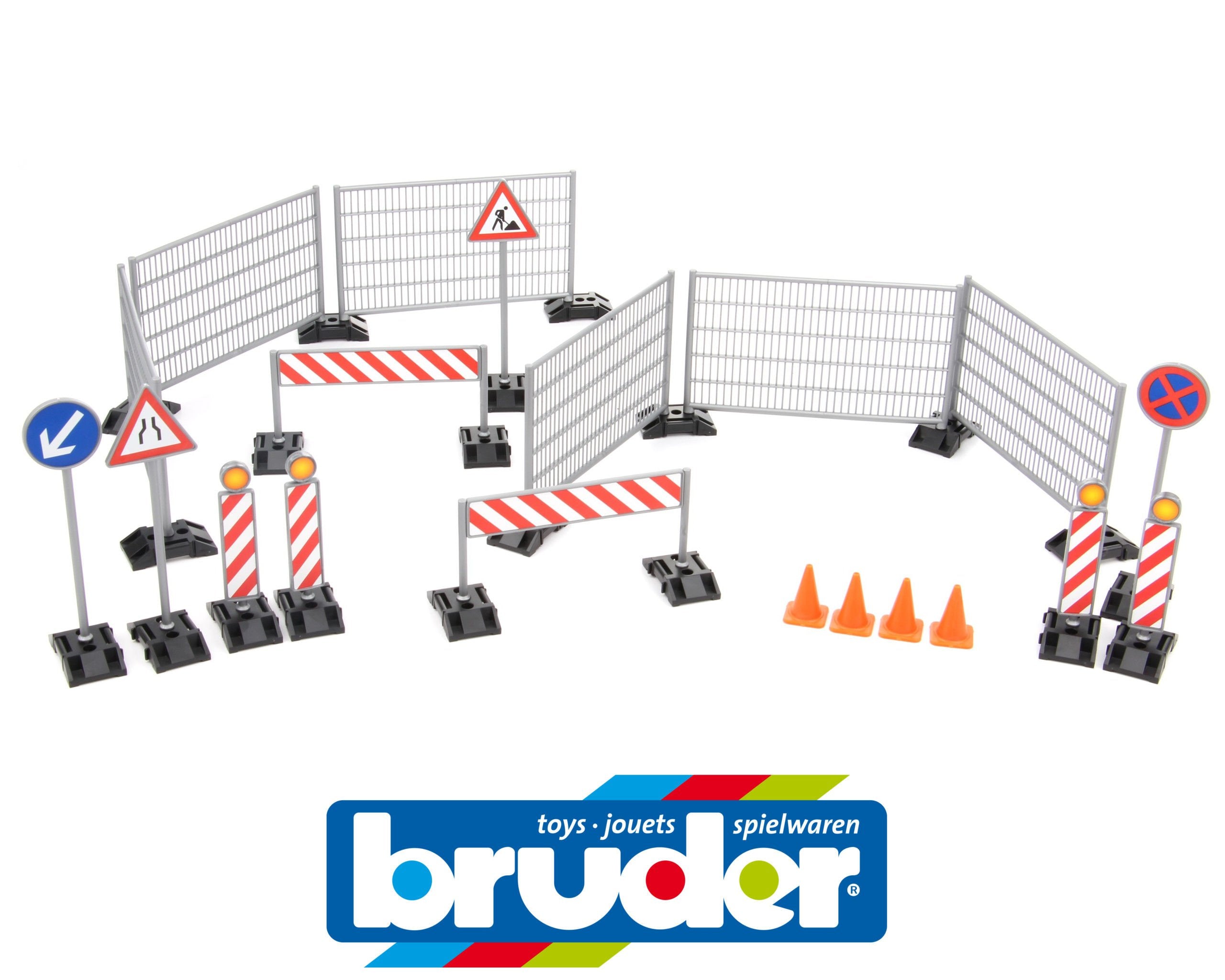 BRUDER - ENSEMBLE DE SIGNALISATION: CLÔTURES, PANNEAUX ET PYLONES #62007