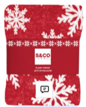 THROW WITH BRUSHED VELVET BACKING 50X60 RED WITH EMBOSSED FLAKES