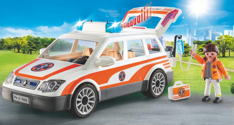 PLAYMOBIL - VOITURE ET AMBULANCIERS #70050