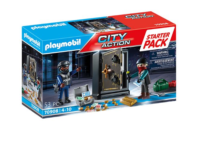 PLAYMOBIL CITY ACTION - STARTER PACK POLICIER AVEC CAMBRIOLEUR DE COFFRE-FORT #70908
