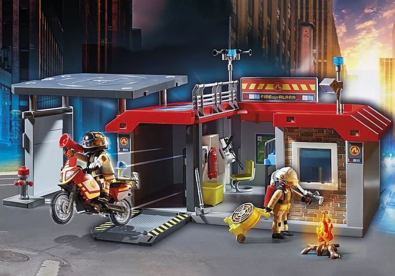 PLAYMOBIL CITY ACTION - PROMO-PACK CASERNE DE POMPIERS TRANSPORTABLE #71193
