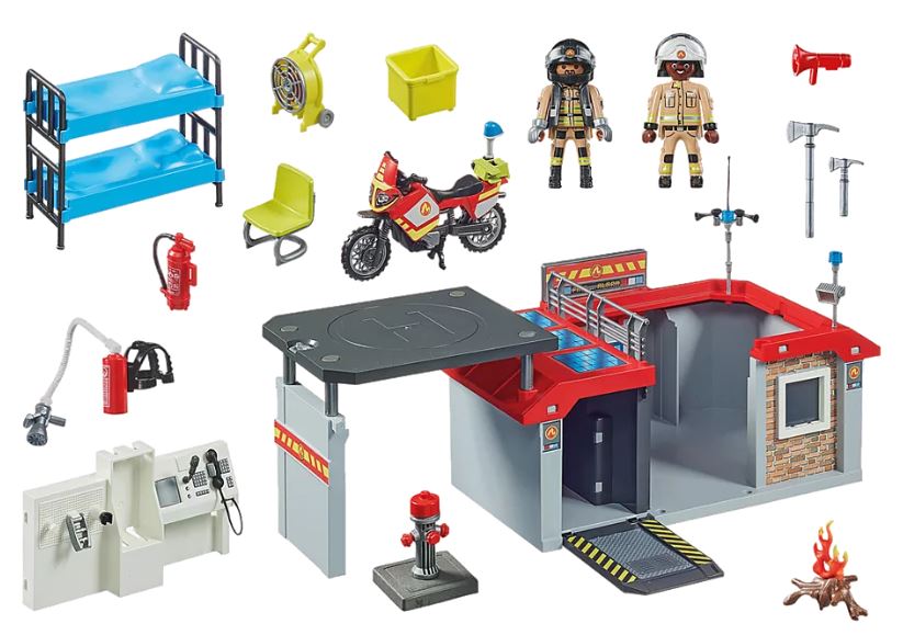 PLAYMOBIL CITY ACTION - PROMO-PACK CASERNE DE POMPIERS TRANSPORTABLE #71193