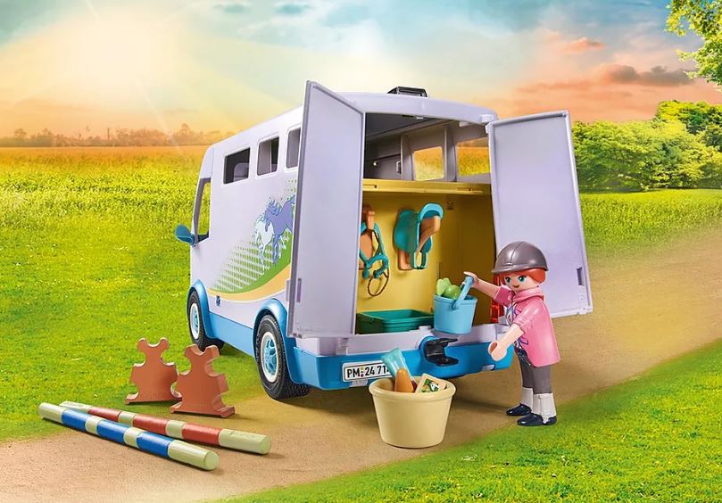 PLAYMOBIL HORSES OF WATERFALL - HORSE AND PONY VAN WITH PADDOCK #71493