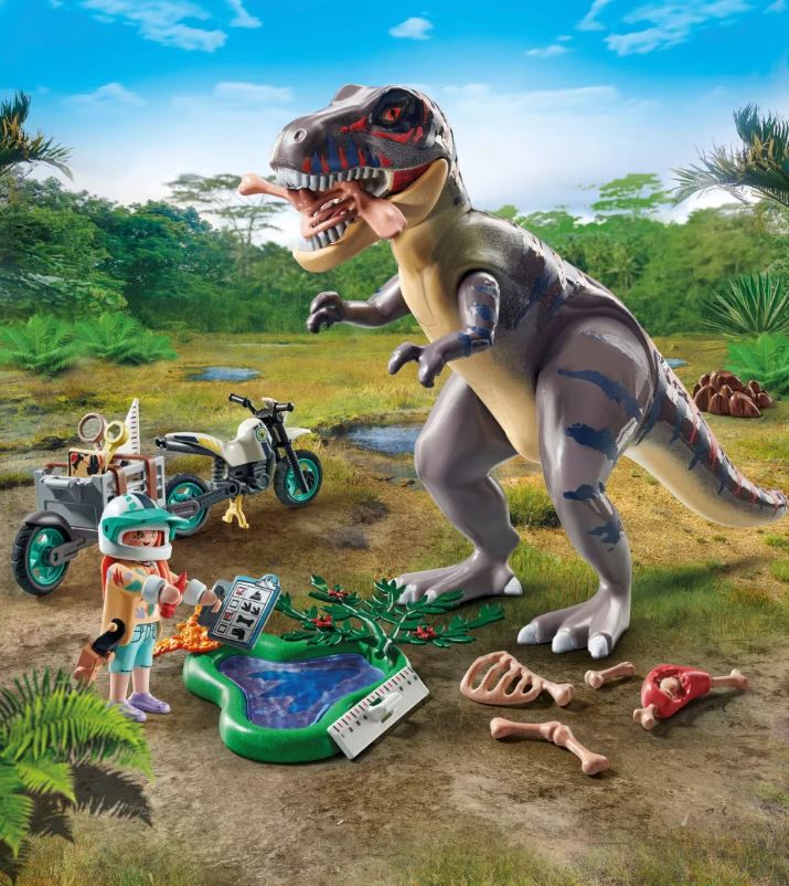 PLAYMOBIL DINOS - EXPLORER WITH MOTORCYCLE AND TYRANNOSAURUS #71524