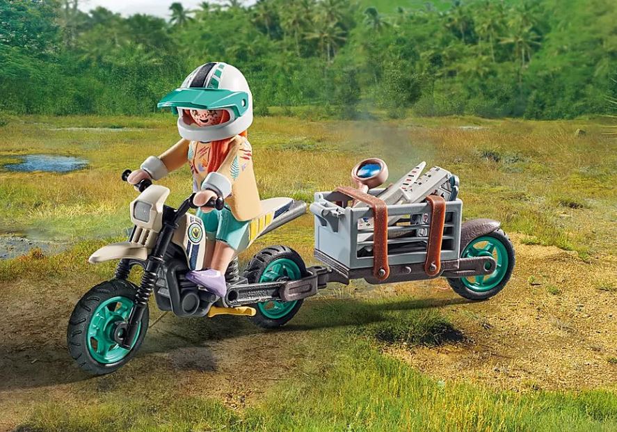 PLAYMOBIL DINOS - EXPLORER WITH MOTORCYCLE AND TYRANNOSAURUS #71524