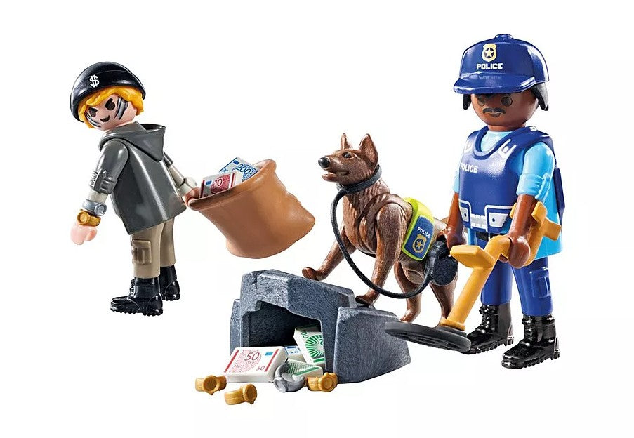 PLAYMOBIL ACTION HEROES - POLICER AVEC CHIEN DE RECHERCHE, VOLEUR ET ACCESSOIRES #71731