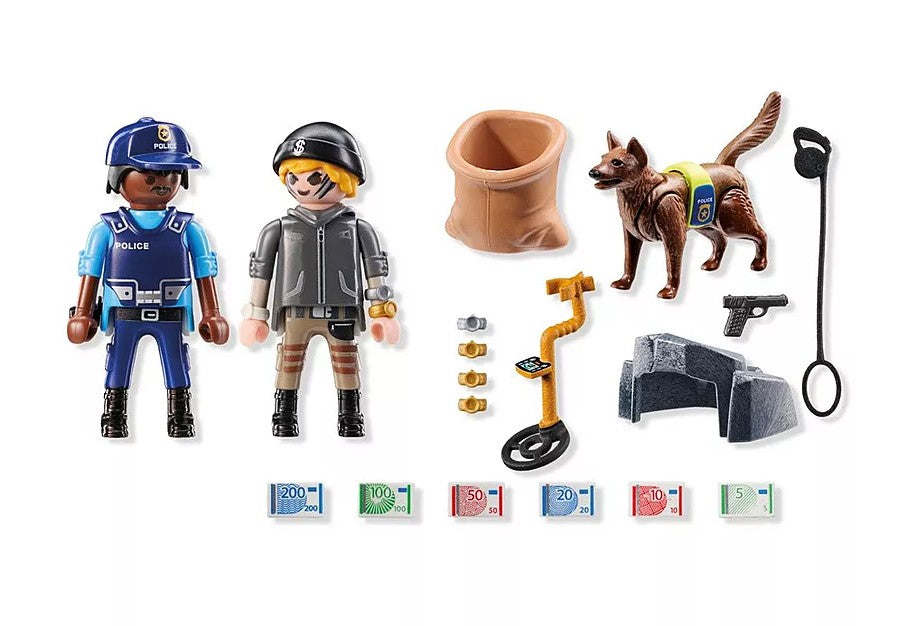 PLAYMOBIL ACTION HEROES - POLICER AVEC CHIEN DE RECHERCHE, VOLEUR ET ACCESSOIRES #71731