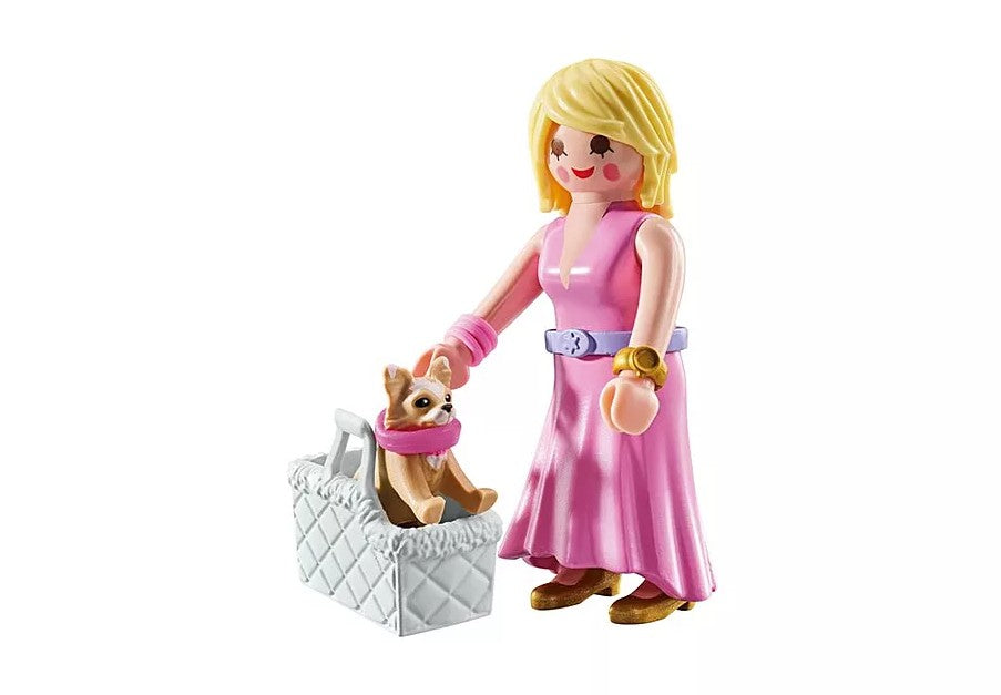 PLAYMOBIL MY LIFE - DAME AVEC CHIHUAHUA ET PANIER POUR TRANSPORT #71737