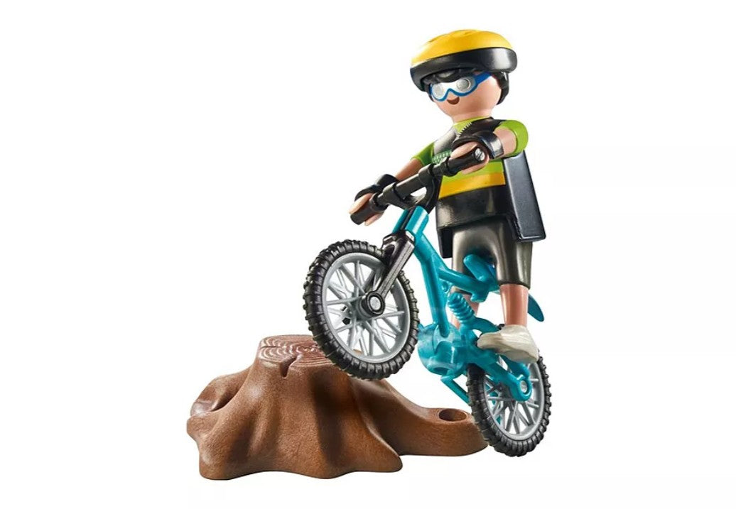 *** PLAYMOBIL SPECIAL PLUS - CYCLISTE AVEC VÉLO TOUT TERRAIN ET SOUCHE D'ARBRE #71756