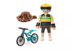 *** PLAYMOBIL SPECIAL PLUS - CYCLISTE AVEC VÉLO TOUT TERRAIN ET SOUCHE D'ARBRE #71756