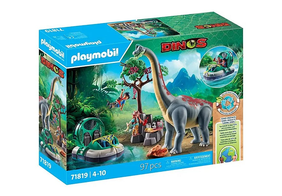 PLAYMOBIL DINOS - BRACHIOSAURUS WITH EXPLORERS AND HOVERCRAFT #71819