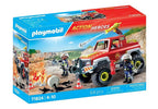 PLAYMOBIL ACTION HEROES - VÉHICULE DE POMPIERS AVEC BIDON ESSENCE ENFLAMMÉ #71824